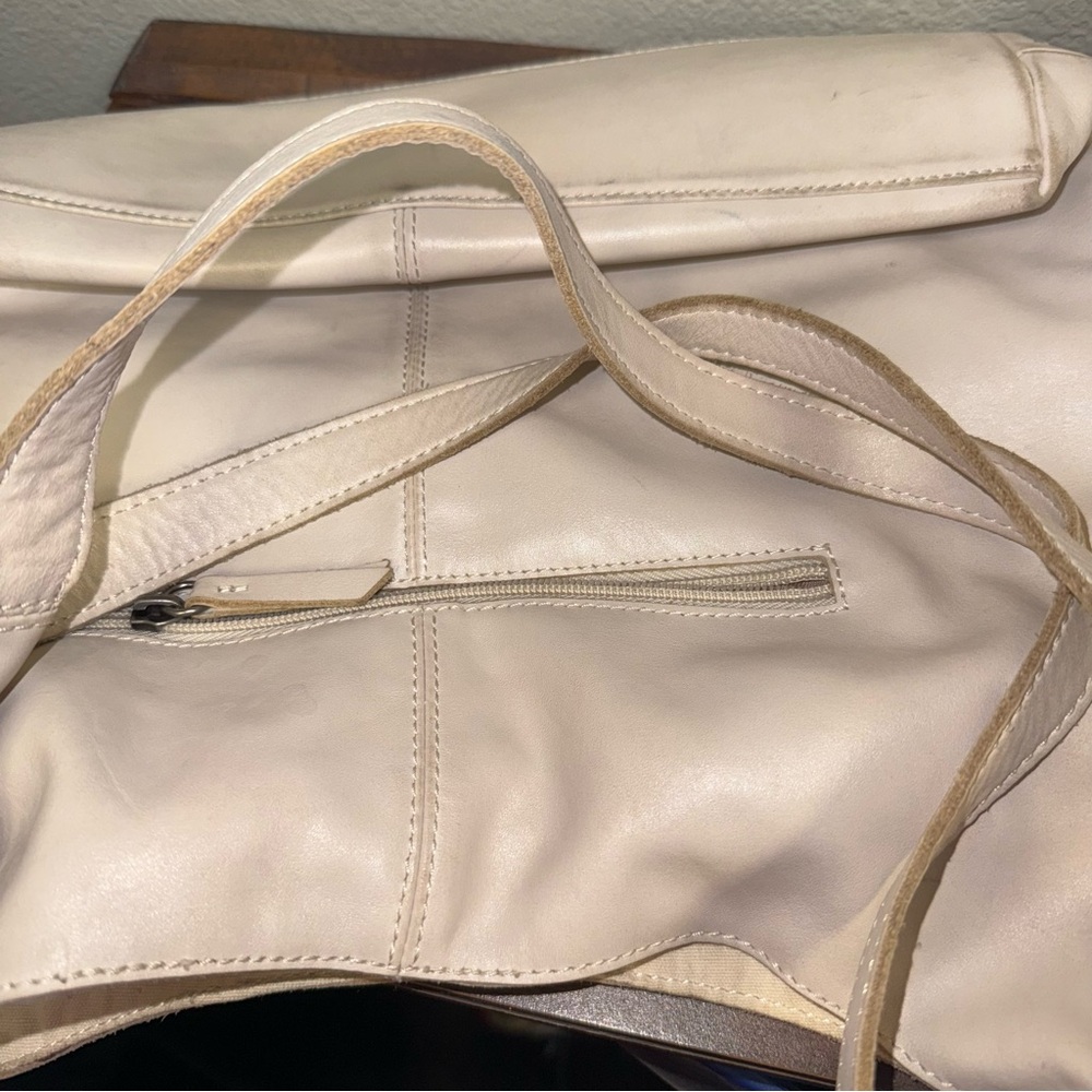 The Sak Cream Laser-Cut Floral Leather Shoulder Bag Tote Purse Large Everyday - Picture 9 of 10
